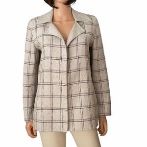 NWOT Vintage Ellen Tracy Linda Allard double faced open wool angora plaid blazer